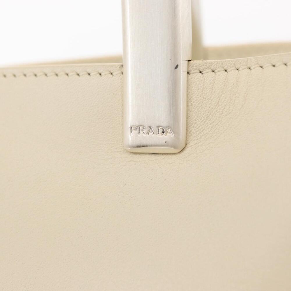 PRADA Hand Bag Leather White Auth 156869 - Picture 10 of 16